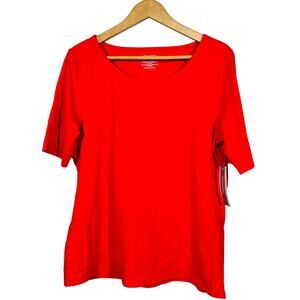 NEW! Chico's Touch of Cool Ultimate Tee Scoop Neck T-Shirt Red/Orange - 2 (L)